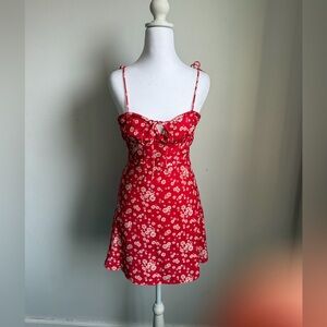 Red Floral Spaghetti Strap Dress